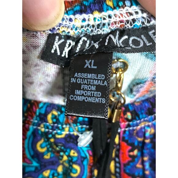 Kristin Nicole Off The Shoulder Ruffle Top Blouse XL Paisley Hippie Boho Artsy - Picture 8 of 10